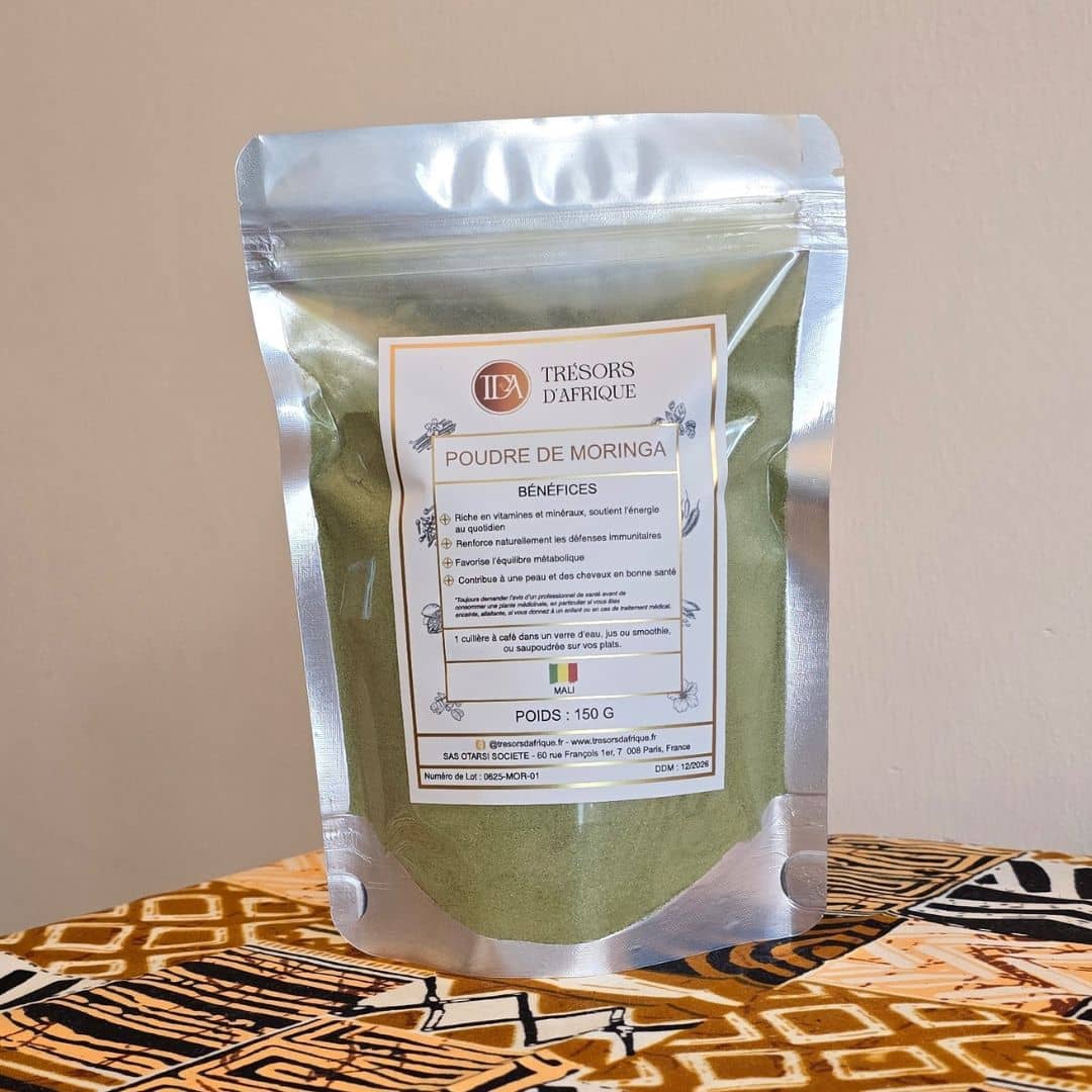 Poudre de moringa bio du Mali riche en vitamines et minéraux – Trésors d’Afrique