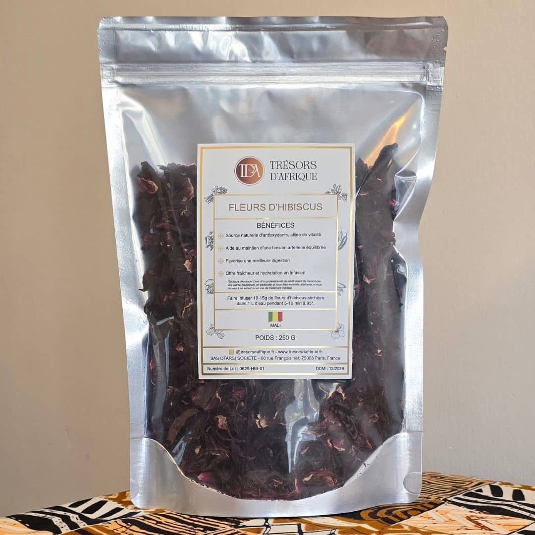 Calices d’hibiscus rouge séchées du Mali riches en antioxydants – Trésors d’Afrique