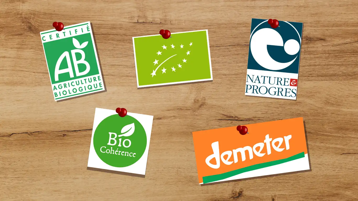 Les différents logos officiels des labels biologiques en France